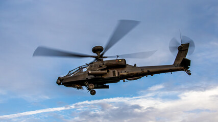 Apache attack helicopter in flight
