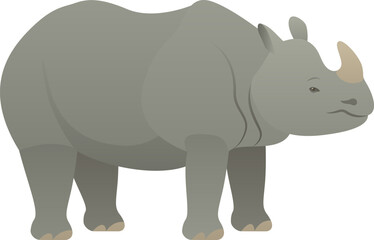 Obraz premium Vector color illustration of rhinoceros or rhino standing. African big wild animal. Herbivore mammal isolated on white background. Wildlife of Africa.