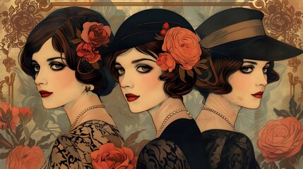 Jazz Age Glamour: Illustration of 1920s Women