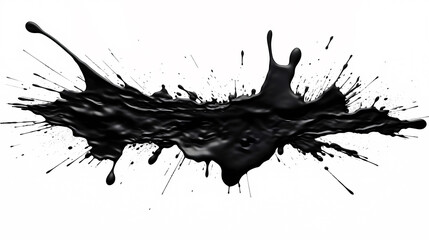 Fototapeta premium Black paint splash on white paper for painting, isolated on white background