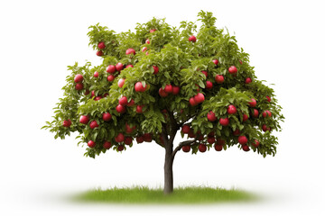 Tree of red delicious sweet and juicy apples. AI generation.