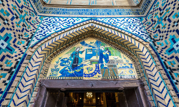 Isfahan, Iran - October 20, 2016: Facade details of Vank - Holy Savior Cathedral in Isfahan