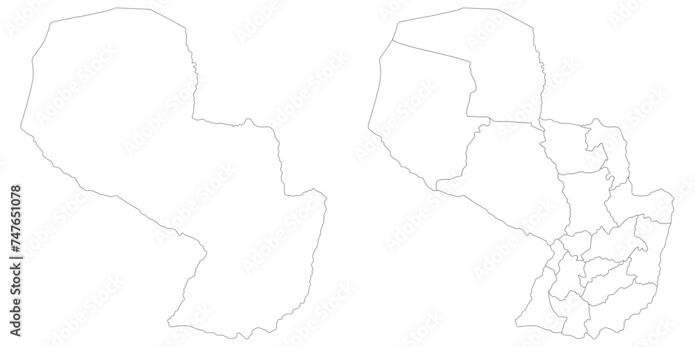 Canvas Prints paraguay map. map of paraguay in white set