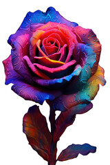 Romantyczna kolorowa róża miłości. Róża ma intensywne kolory fioletu i wygląda zdrowo i pięknie - obrazy, fototapety, plakaty