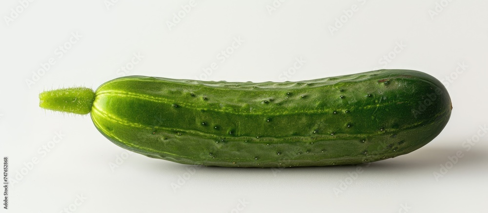 Aufkleber a refreshing image of a green cucumber isolated against a clean and crisp white background.