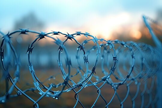 Modern barbed wire background design. Border fence