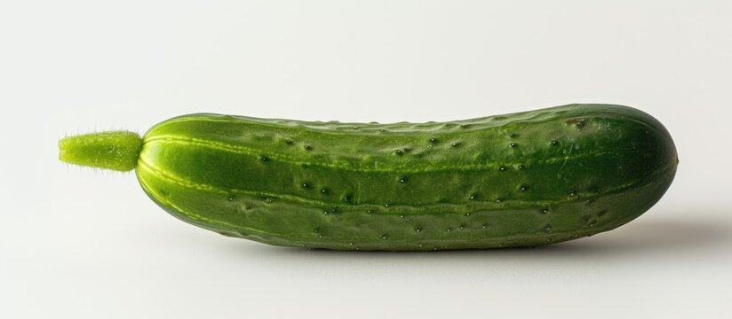 A refreshing image of a green cucumber isolated against a clean and crisp white background.