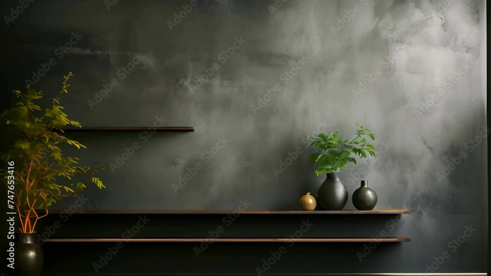 Aufkleber shelf with three vases and plant generative ai