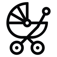 Baby Carriage Icon. Newborn babies stroller cart symbol. Toddler baby carriage stroller buggy vector sign. Baby carrying trolley pushchair line logo.