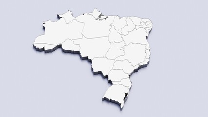 Brazil, country, state division, region, 3D map