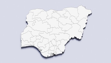 Nigeria, country, state division, region, 3D map