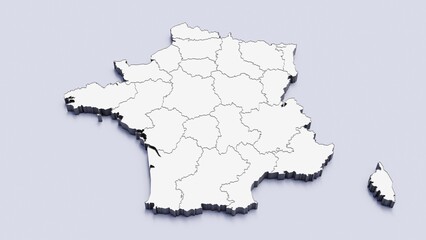 France, country, state division, region, 3D map