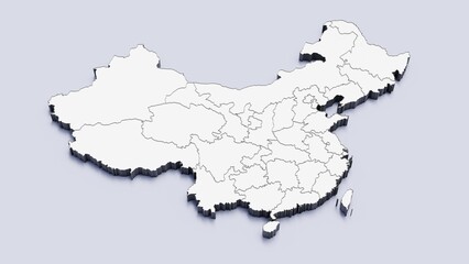 China, country, state division, region, 3D map