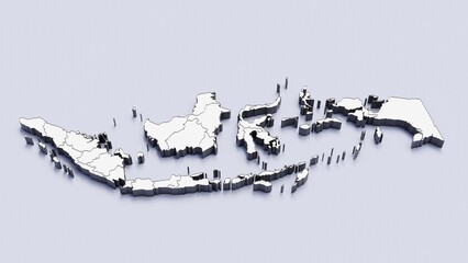 Indonesia, country, state division, region, 3D map - obrazy, fototapety, plakaty