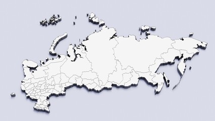 Russia, country, state division, region, 3D map