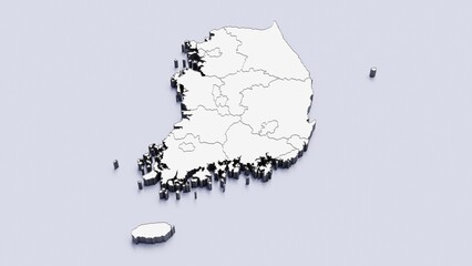 South Korea, country, state division, region, 3D map