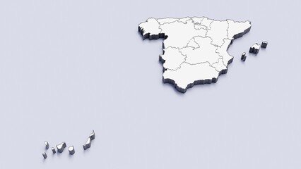 Spain, country, state division, region, 3D map
