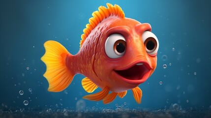 Naklejka premium A cute cartoon debari fish character Ai Generative