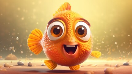 A cute cartoon dhal magur fish character Ai Generative