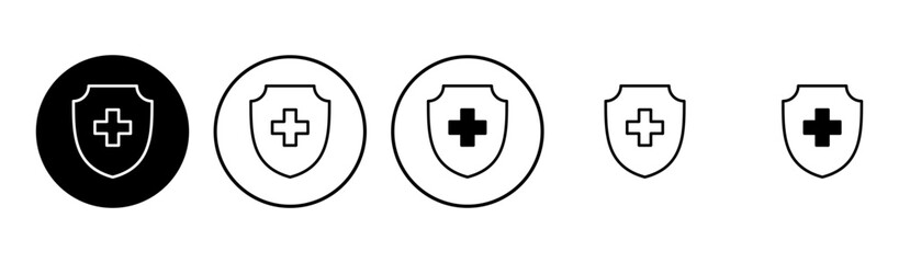 Health insurance icon set. Insurance health document icon - obrazy, fototapety, plakaty