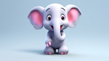 A cute cartoon elephant character Ai Generative