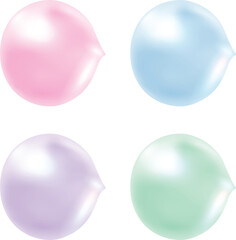 Pink , blue, purple and green bubble gum bubbles