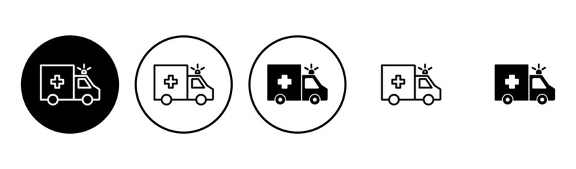 Ambulance icon set. ambulance truck icon vector. ambulance car