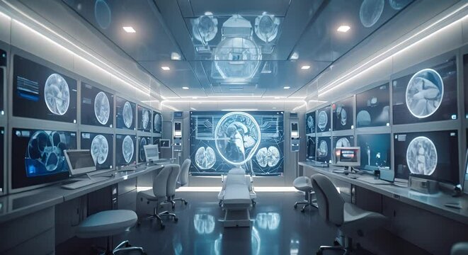 Digital mind transfer in a futuristic clinic