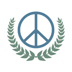 World peace concept with peace symbol and wreath in vector icon - 747663264
