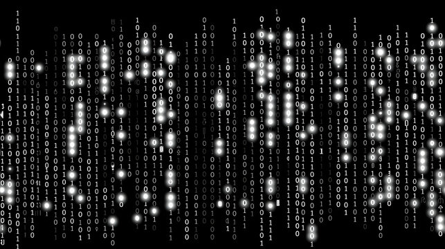 Digital Data Stream Flowing on Black Background