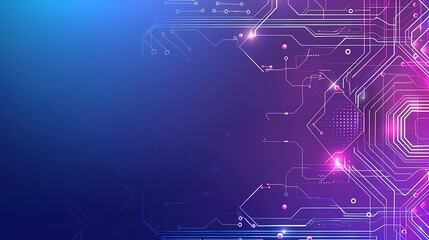 Vibrant Array of Technology Themed Colored Lights on Blue Background. Futuristic background. Website, header.