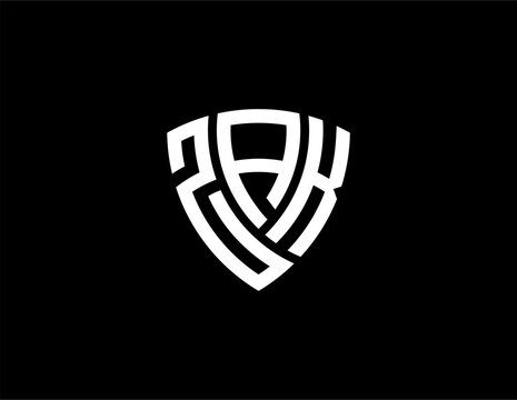 ZAK creative letter shield logo design vector icon illustration