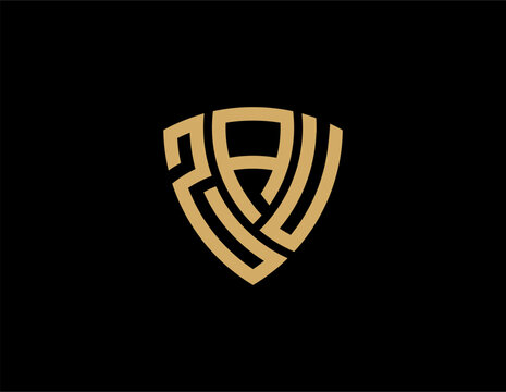 ZAU creative letter shield logo design vector icon illustration