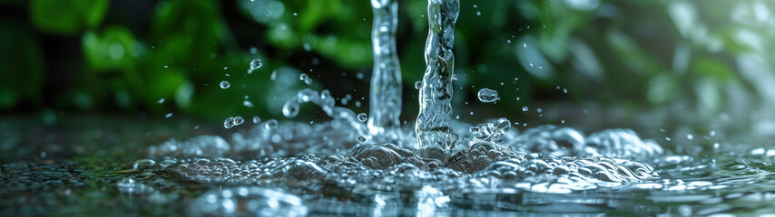 Serenity Pour: Water Stream on Nature's Canvas - obrazy, fototapety, plakaty
