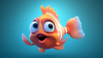 A cute cartoon ghoniya fish character Ai Generative
