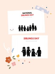 National Siblings Day April 10th, Kids,  Kids, Brothers, Sisters, Family Love Design Templates, illustration