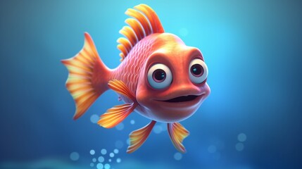 Fototapeta premium A cute cartoon ghora chela fish character Ai Generative