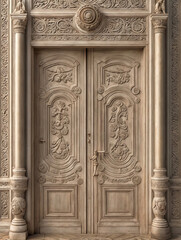 detail of a Large decorative wooden doors
