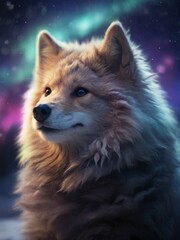 Naklejka premium cute puppy aurora background