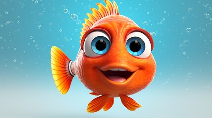 A cute cartoon goroy fish character Ai Generative