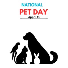 National pet day holiday social media post and card design. April 11