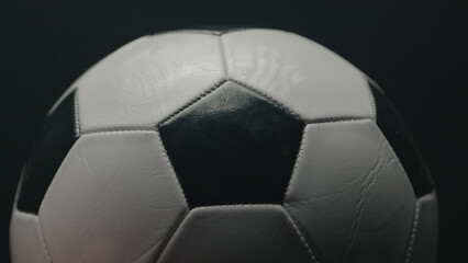 Dramatic, cinematic macro texture shots of a soccer ball