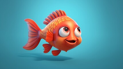 A cute cartoon gurjali fish character Ai Generative