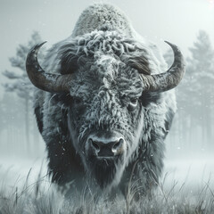 buffalo in the snow