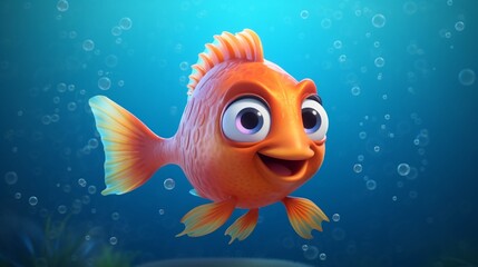 A cute cartoon joiya fish character Ai Generative