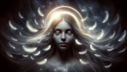 Embodiment of Inner Light: Ethereal Being Radiating with Luminous Energy and Serene Grace