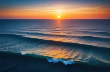 Photo sur Plexiglas Bora Bora, Polynésie française Sunrise on the beach and ocean waves on a tropical sea