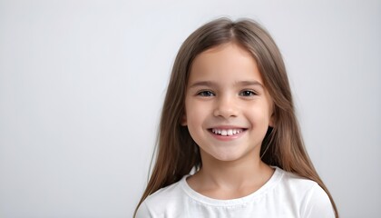 Portrait of a cute little girl. smiling. indoor. clean background. 