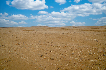 Beautiful desert landscape with blue sky at Cabo de Vela. La Guajira, Colombia.