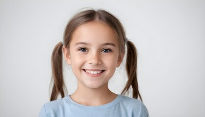 Portrait of a cute little girl. smiling. indoor. clean background.